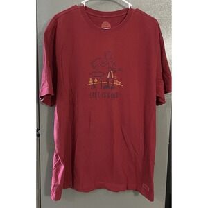 LIFE‎ IS GOOD MENS XL SHORT SLEEVE RUST Red TEE shirt GRILLING 100% COTTON